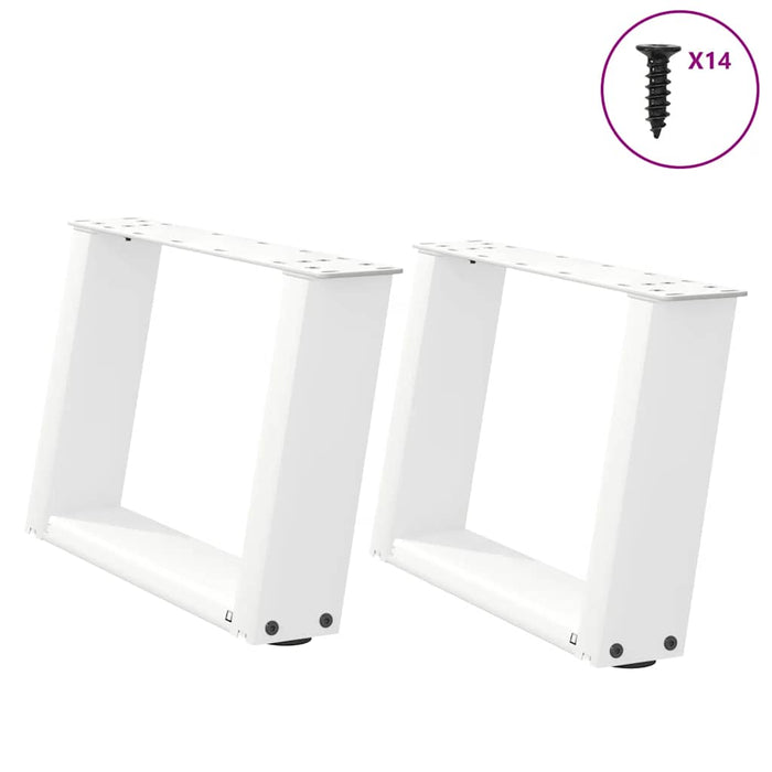 vidaXL Coffee Table Legs U-Shaped 2 pcs White 40x(30-31) cm Steel