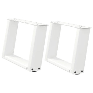 vidaXL Coffee Table Legs U-Shaped 2 pcs White 40x(30-31) cm Steel