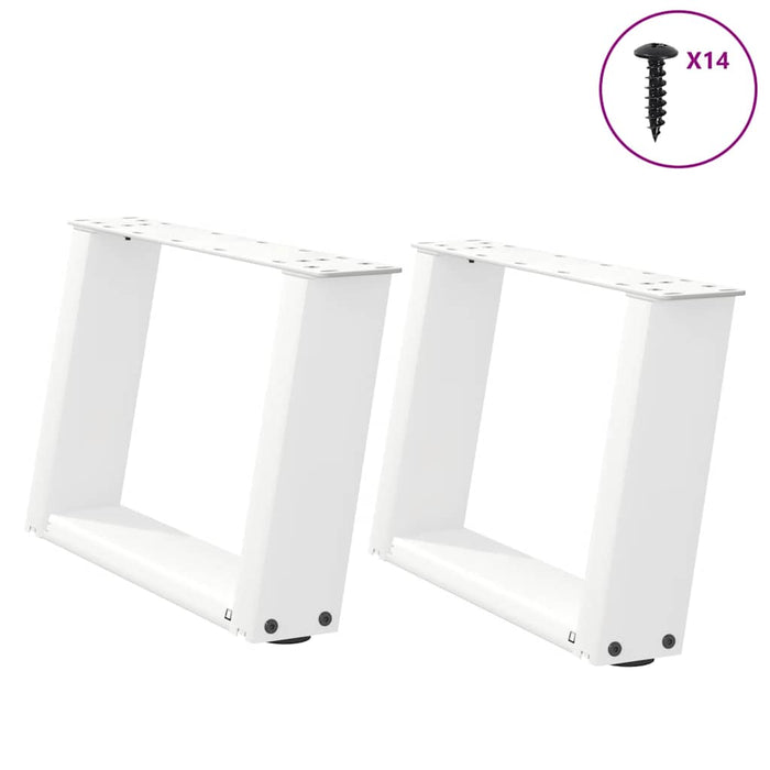 vidaXL Coffee Table Legs U-Shaped 2 pcs White 50x(30-31) cm Steel