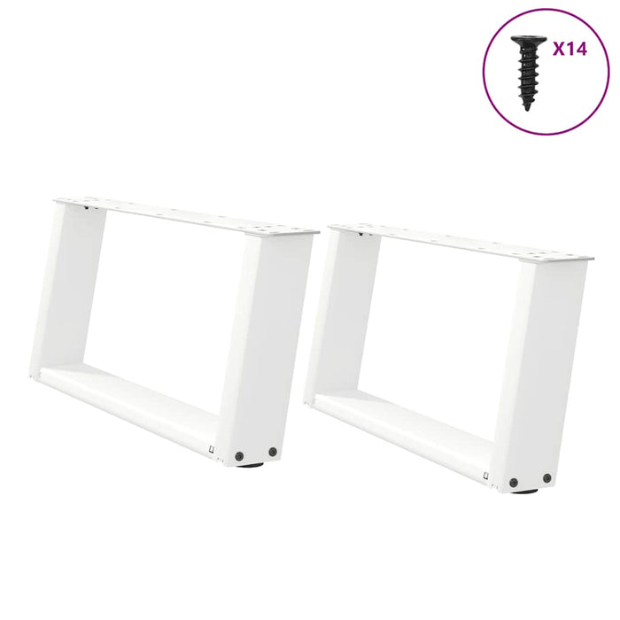 vidaXL Coffee Table Legs U-Shaped 2 pcs White 60x(30-31) cm Steel