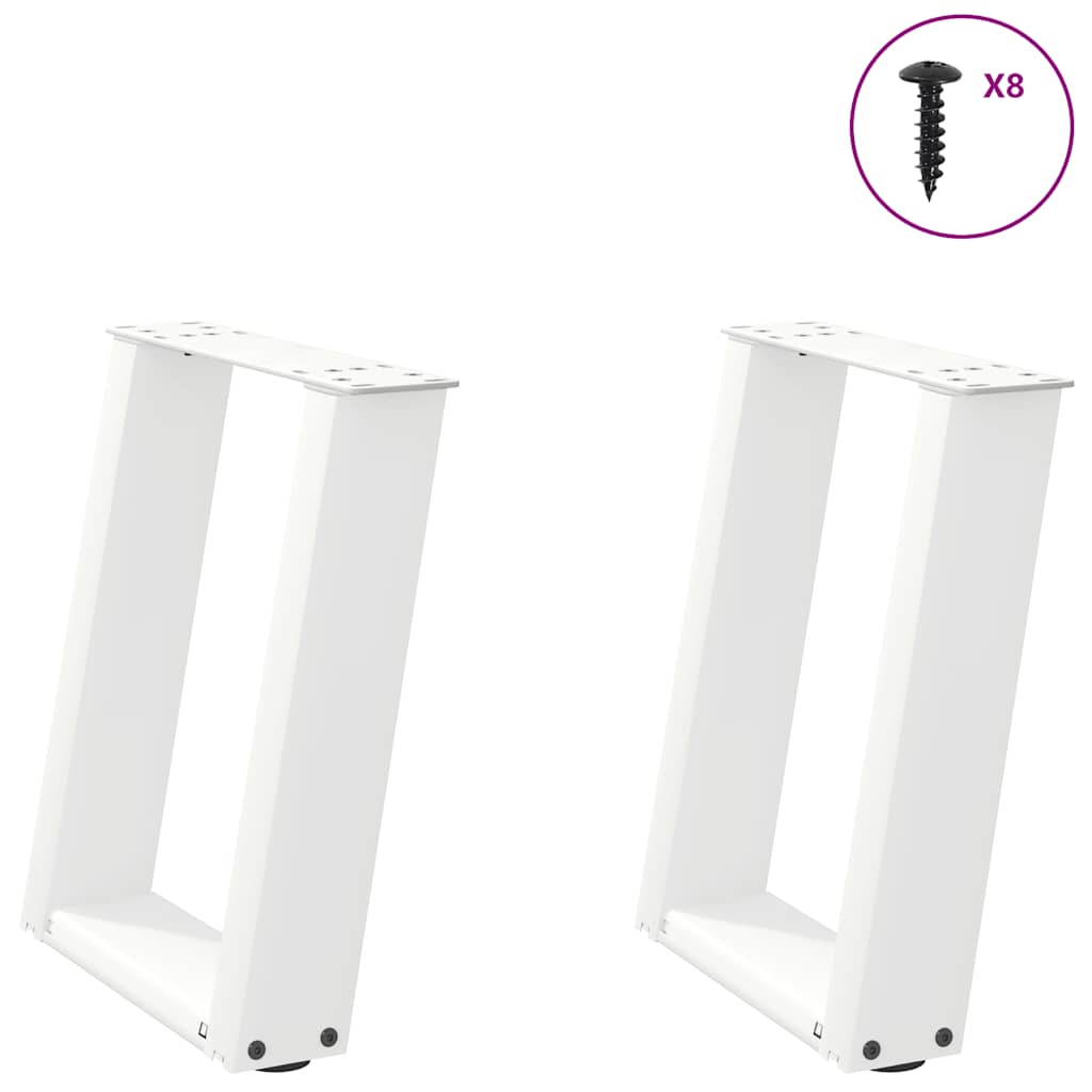 vidaXL Coffee Table Legs U-Shaped 2 pcs White 28x(42-43) cm Steel