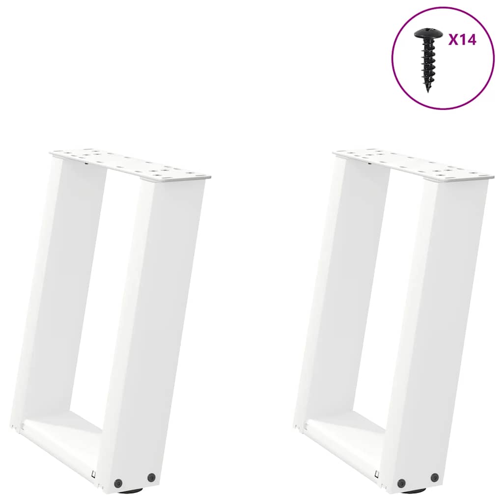 vidaXL Coffee Table Legs U-Shaped 2 pcs White 38x(42-43) cm Steel