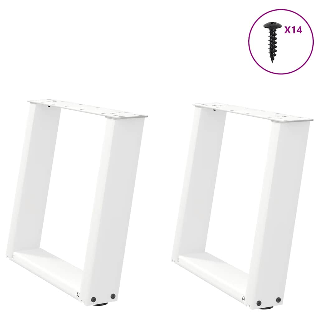 vidaXL Coffee Table Legs U-Shaped 2 pcs White 50x(42-43) cm Steel