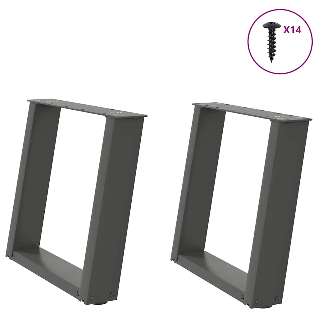 vidaXL Coffee Table Legs U-Shaped 2 pcs Anthracite 50x(42-43) cm Steel