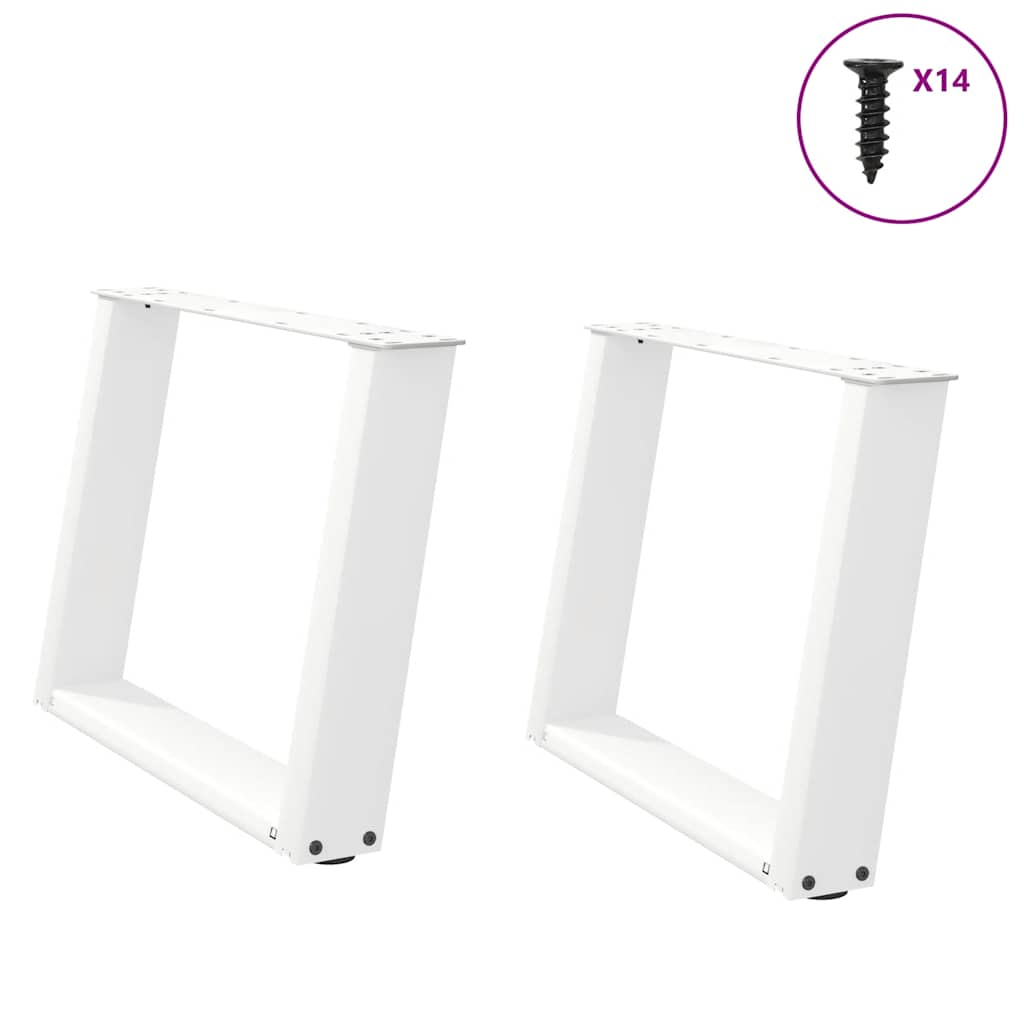 vidaXL Coffee Table Legs U-Shaped 2 pcs White 60x(42-43) cm Steel