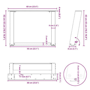 vidaXL Coffee Table Legs U-Shaped 2 pcs White 60x(42-43) cm Steel