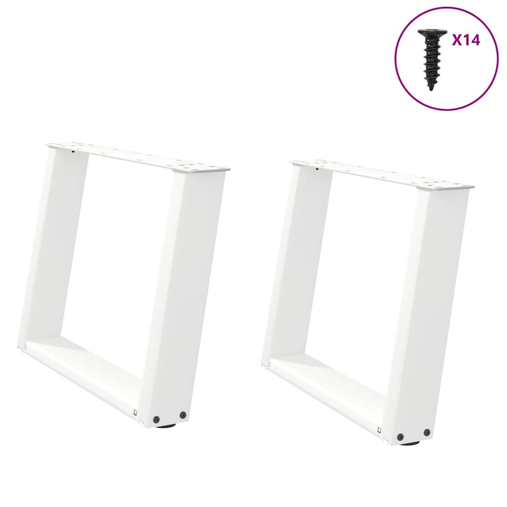 vidaXL Coffee Table Legs U-Shaped 2 pcs White 70x(42-43) cm Steel