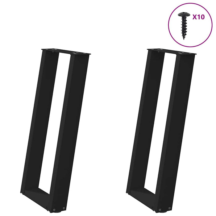 vidaXL Console Table Legs U-Shaped 2 pcs Black 28x(72-73) cm Steel