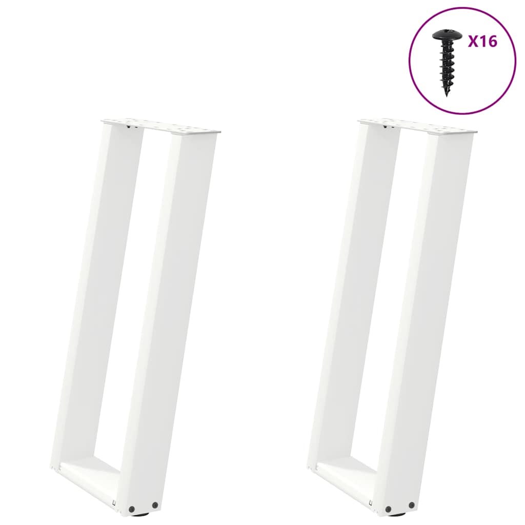 vidaXL Console Table Legs U-Shaped 2 pcs White 38x(72-73) cm Steel