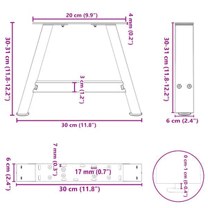 vidaXL Coffee Table Legs A-Shaped 2 pcs White 30x(30-31) cm Steel