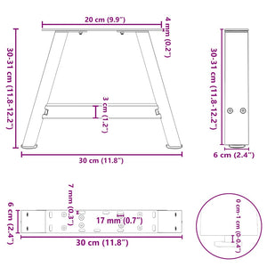 vidaXL Coffee Table Legs A-Shaped 2 pcs Anthracite 30x(30-31) cm Steel