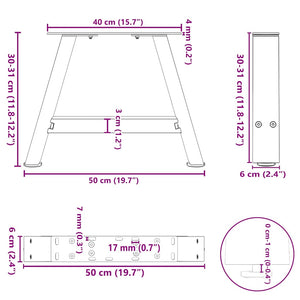 vidaXL Coffee Table Legs A-Shaped 2 pcs Black 50x(30-31) cm Steel