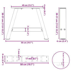 vidaXL Coffee Table Legs A-Shaped 2 pcs Anthracite 50x(30-31) cm Steel