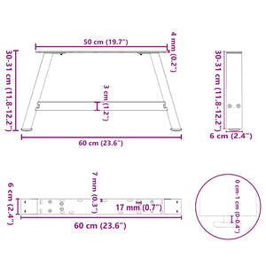 vidaXL Coffee Table Legs A-Shaped 2 pcs Black 60x(30-31) cm Steel