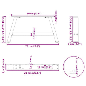 vidaXL Coffee Table Legs A-Shaped 2 pcs Black 70x(30-31) cm Steel