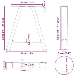 vidaXL Coffee Table Legs A-Shaped 2 pcs Black 38x(42-43) cm Steel