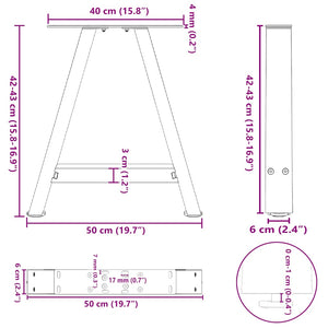 vidaXL Coffee Table Legs A-Shaped 2 pcs Anthracite 50x(42-43) cm Steel