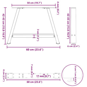 vidaXL Coffee Table Legs A-Shaped 2 pcs Black 60x(42-43) cm Steel