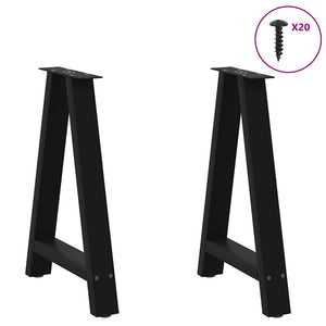 vidaXL Coffee Table Legs A-Shaped 2 pcs Black 50x(72-73) cm Steel