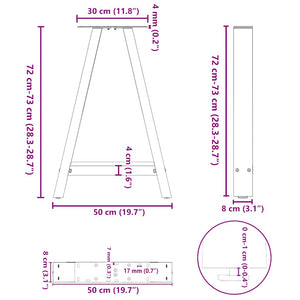 vidaXL Coffee Table Legs A-Shaped 2 pcs Black 50x(72-73) cm Steel