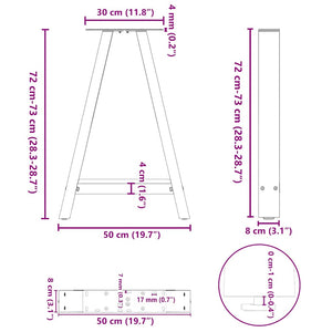 vidaXL Coffee Table Legs A-Shaped 2 pcs White 50x(72-73) cm Steel