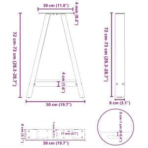 vidaXL Coffee Table Legs A-Shaped 2 pcs Anthracite 50x(72-73) cm Steel