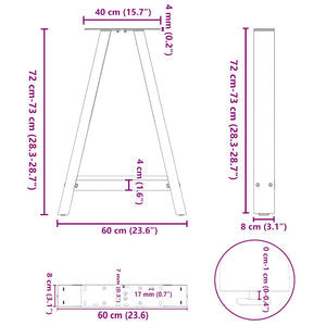 vidaXL Coffee Table Legs A-Shaped 2 pcs Black 60x(72-73) cm Steel