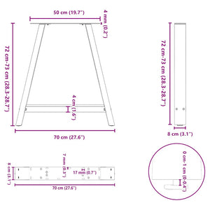 vidaXL Coffee Table Legs A-Shaped 2 pcs Black 70x(72-73) cm Steel