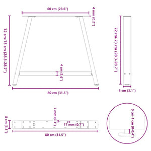 vidaXL Coffee Table Legs A-Shaped 2 pcs Black 90x(72-73) cm Steel