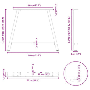 vidaXL Coffee Table Legs A-Shaped 2 pcs White 90x(72-73) cm Steel