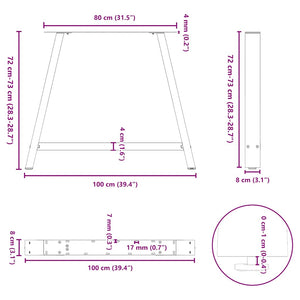 vidaXL Coffee Table Legs A-Shaped 2 pcs Black 100x(72-73) cm Steel