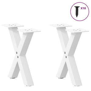 vidaXL Coffee Table Legs X-Shaped 2 pcs White 30x(30-31) cm Steel