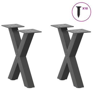 vidaXL Coffee Table Legs X-Shaped 2 pcs Anthracite 30x(30-31) cm Steel