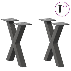 vidaXL Coffee Table Legs X-Shaped 2 pcs Anthracite 40x(30-31) cm Steel