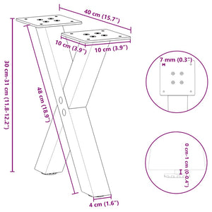 vidaXL Coffee Table Legs X-Shaped 2 pcs Anthracite 40x(30-31) cm Steel