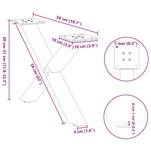 vidaXL Coffee Table Legs X-Shaped 2 pcs Black 50x(30-31) cm Steel