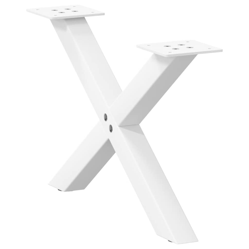 vidaXL Coffee Table Legs X-Shaped 2 pcs White 50x(30-31) cm Steel