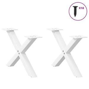 vidaXL Coffee Table Legs X-Shaped 2 pcs White 50x(30-31) cm Steel