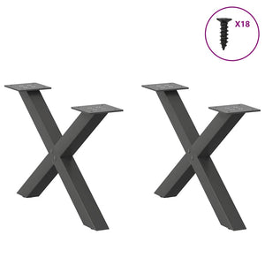 vidaXL Coffee Table Legs X-Shaped 2 pcs Anthracite 50x(30-31) cm Steel