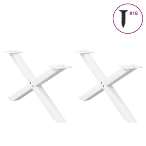 vidaXL Coffee Table Legs X-Shaped 2 pcs White 70x(30-31) cm Steel