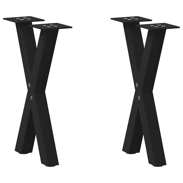 vidaXL Coffee Table Legs X-Shaped 2 pcs Black 28x(42-43) cm Steel