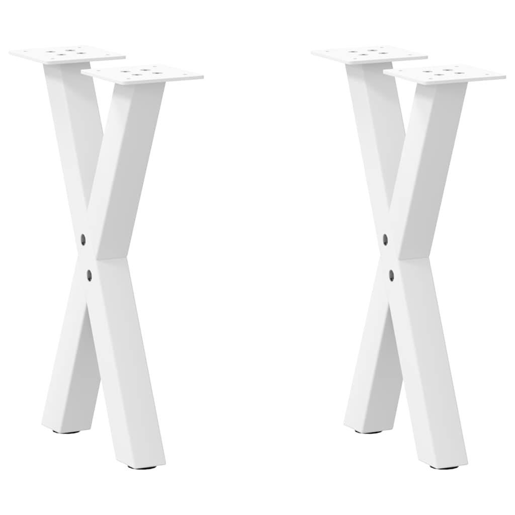 vidaXL Coffee Table Legs X-Shaped 2 pcs White 28x(42-43) cm Steel