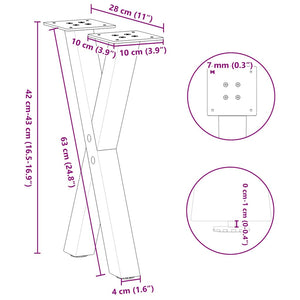 vidaXL Coffee Table Legs X-Shaped 2 pcs White 28x(42-43) cm Steel