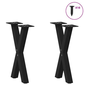 vidaXL Coffee Table Legs X-Shaped 2 pcs Black 38x(42-43) cm Steel