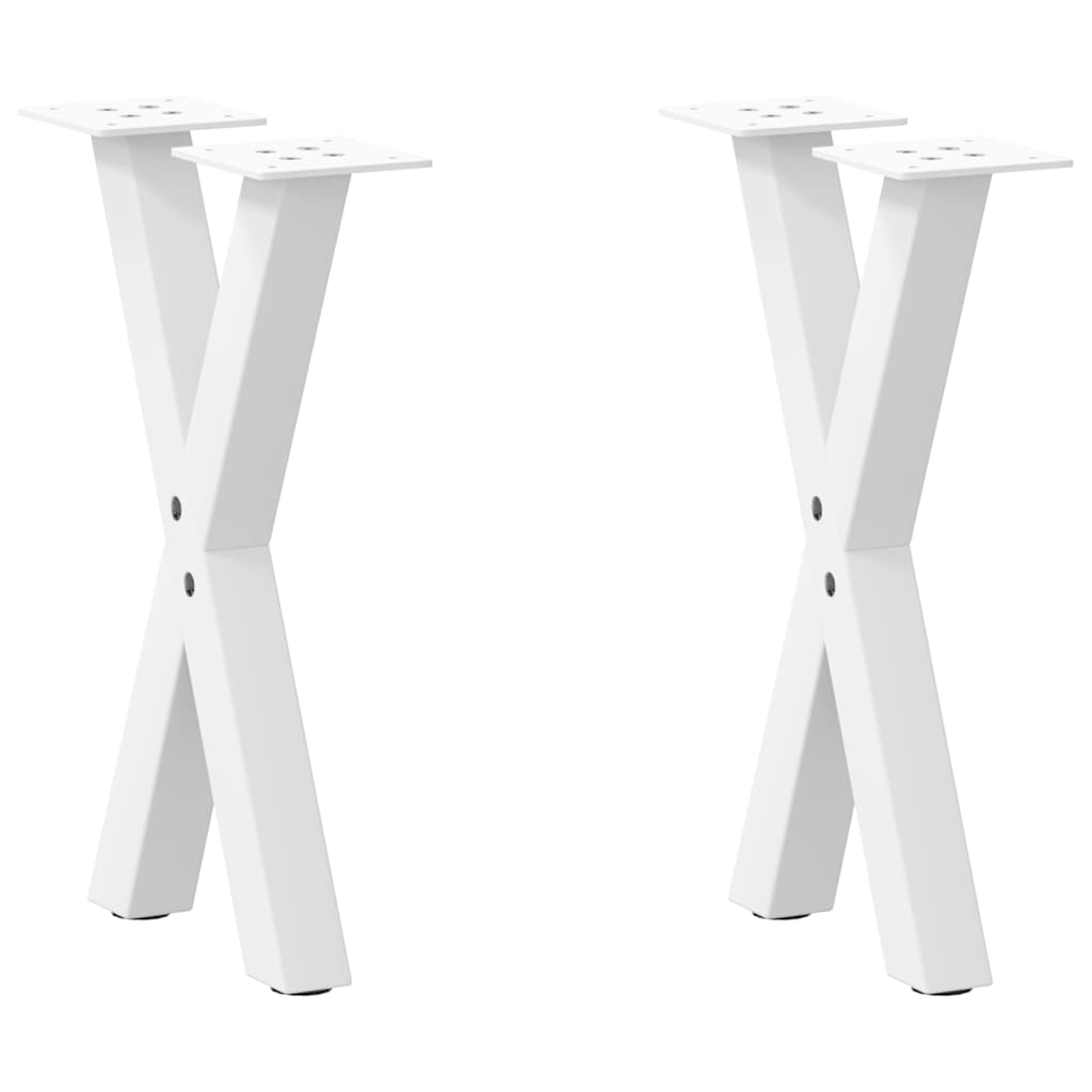 vidaXL Coffee Table Legs X-Shaped 2 pcs White 38x(42-43) cm Steel