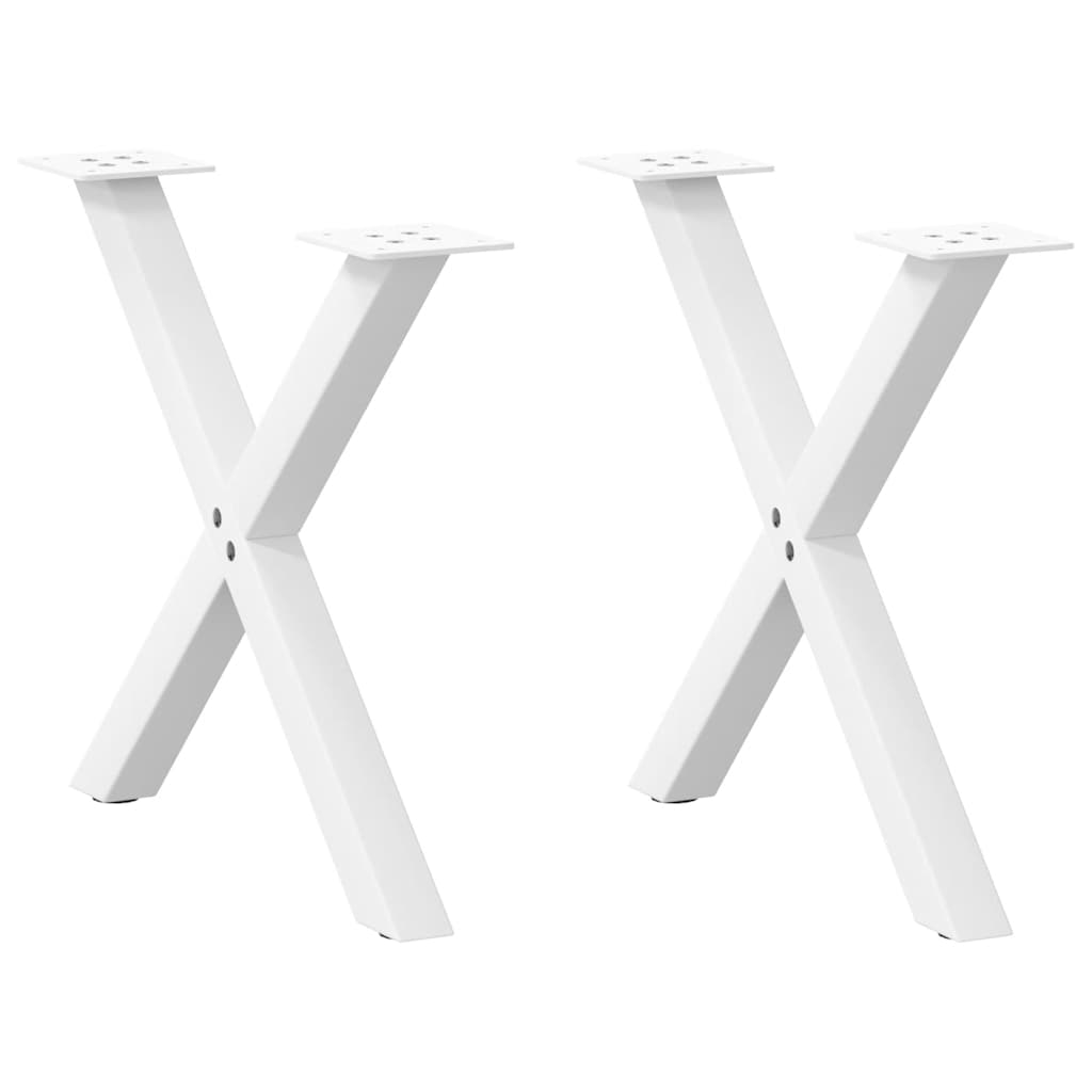 vidaXL Coffee Table Legs X-Shaped 2 pcs White 50x(42-43) cm Steel