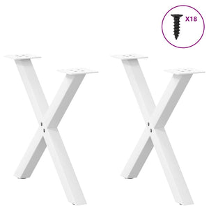 vidaXL Coffee Table Legs X-Shaped 2 pcs White 50x(42-43) cm Steel