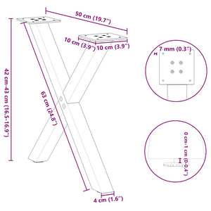 vidaXL Coffee Table Legs X-Shaped 2 pcs Anthracite 50x(42-43) cm Steel