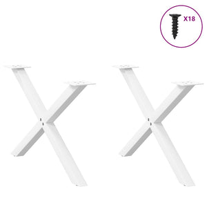 vidaXL Coffee Table Legs X-Shaped 2 pcs White 70x(42-43) cm Steel