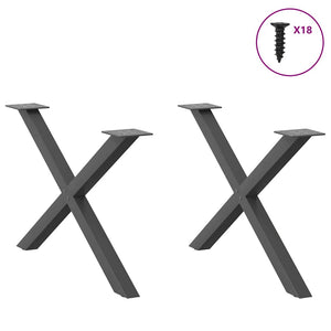 vidaXL Coffee Table Legs X-Shaped 2 pcs Anthracite 70x(42-43) cm Steel